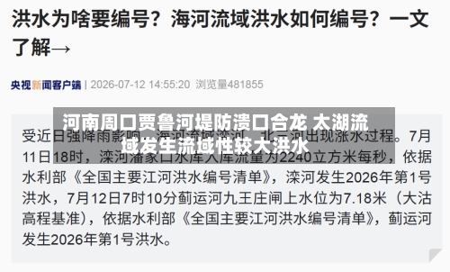 河南周口贾鲁河堤防溃口合龙 太湖流域发生流域性较大洪水-第2张图片