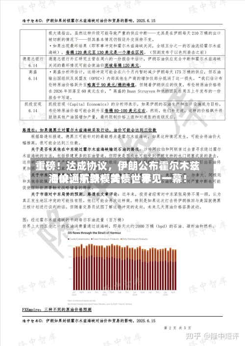 重磅!达成协议,伊朗公布霍尔木兹海峡通航新模式!世界
油价,下跌!美债,罕见一幕!