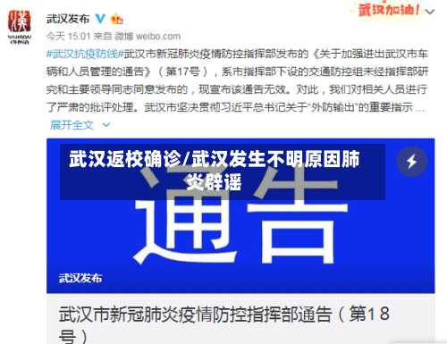 武汉返校确诊/武汉发生不明原因肺炎辟谣