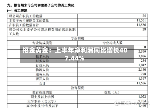 招金黄金:上半年净利润同比增长407.44%