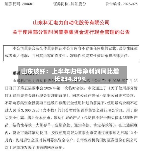 山东玻纤:上半年归母净利润同比增长234.89%-第3张图片