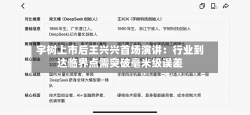 宇树上市后王兴兴首场演讲：行业到达临界点需突破毫米级误差-第3张图片