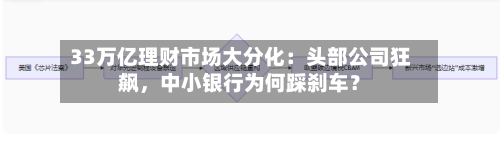 33万亿理财市场大分化：头部公司狂飙，中小银行为何踩刹车？-第3张图片