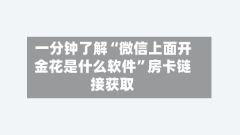 一分钟了解“微信上面开金花是什么软件	”房卡链接获取-第3张图片