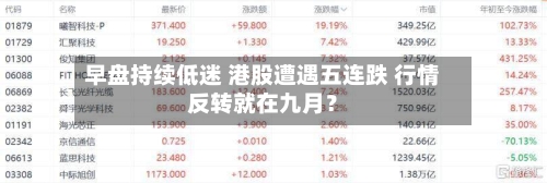 早盘持续低迷 港股遭遇五连跌 行情反转就在九月？-第2张图片