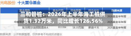 三和管桩：2026年上半年海工桩供货1.32万米，同比增长126.56%-第2张图片