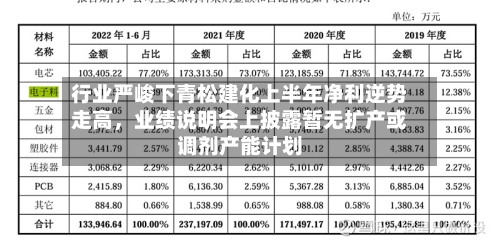 行业严峻下青松建化上半年净利逆势走高，业绩说明会上披露暂无扩产或调剂产能计划-第3张图片