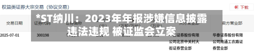 *ST纳川:2023年年报涉嫌信息披露违法违规 被证监会立案-第2张图片