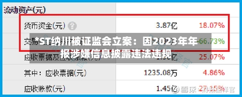 *ST纳川被证监会立案:因2023年年报涉嫌信息披露违法违规-第3张图片