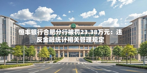 恒丰银行合肥分行被罚23.38万元：违反金融统计相关管理规定