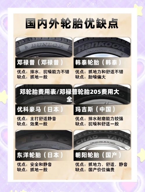 邓轮胎费用表/邓禄普轮胎205费用大全