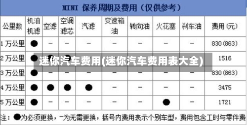迷你汽车费用(迷你汽车费用表大全)-第2张图片