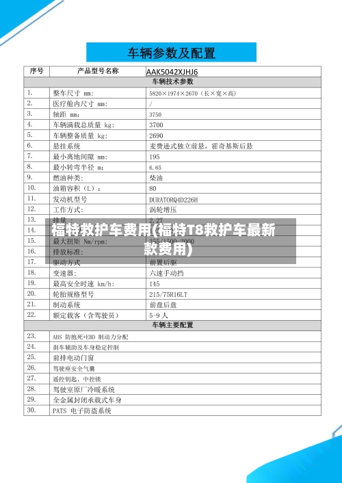 福特救护车费用(福特T8救护车最新款费用)
