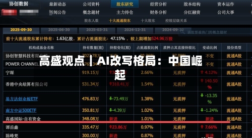 高盛观点｜AI改写格局：中国崛起