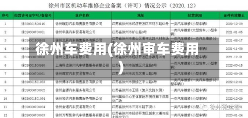 徐州车费用(徐州审车费用)