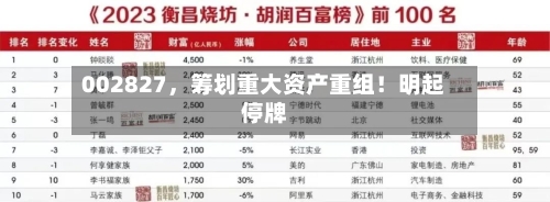 002827，筹划重大资产重组！明起停牌-第1张图片
