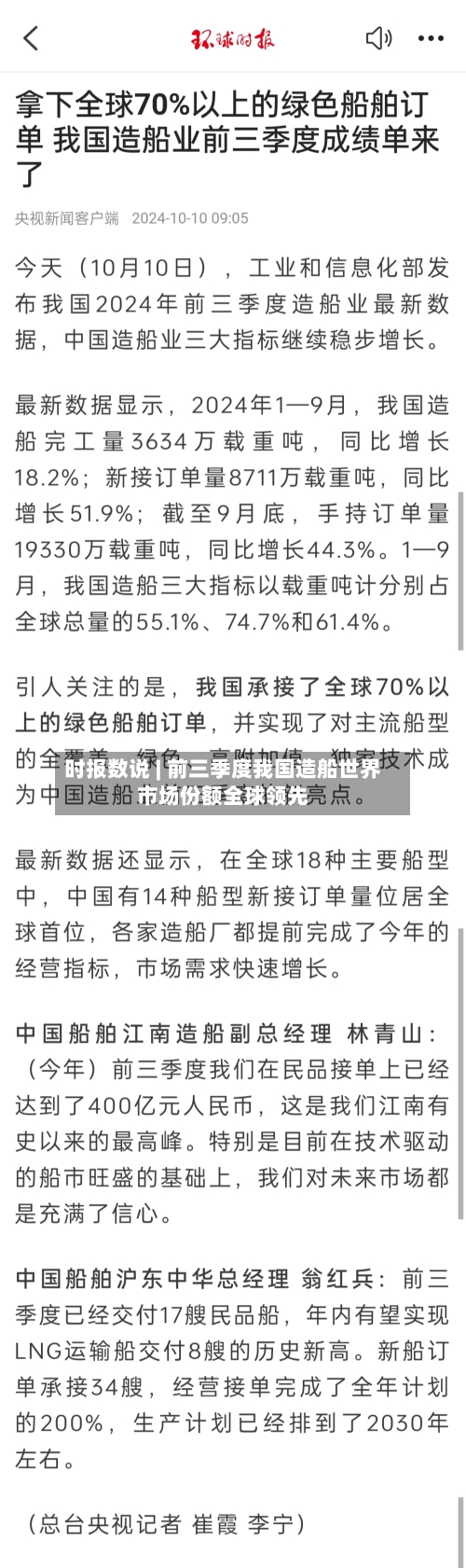 时报数说 | 前三季度我国造船世界
市场份额全球领先-第1张图片