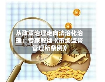 从政策治理走向法治化治理:专家解读《市场监督管理所条例》-第2张图片