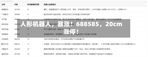 人形机器人，暴涨！688585，20cm涨停！