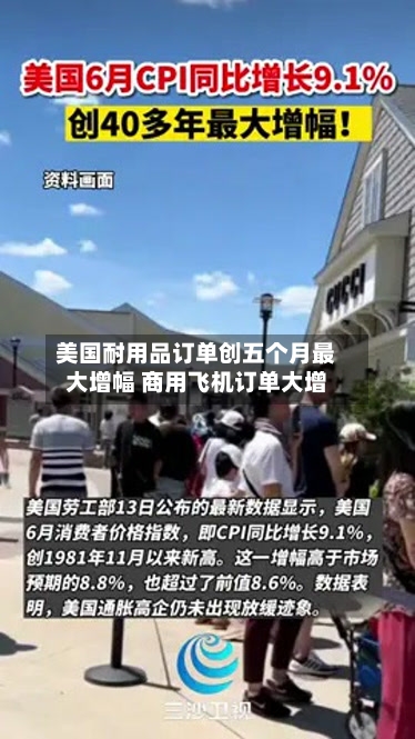 美国耐用品订单创五个月最大增幅 商用飞机订单大增