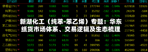 新湖化工（纯苯-苯乙烯）专题：华东纸货市场体系、交易逻辑及生态梳理-第2张图片