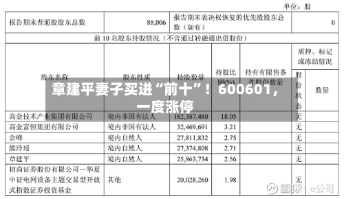 章建平妻子买进“前十”！600601，一度涨停-第2张图片