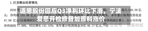 道恩股份回应Q3净利环比下滑，宁波爱思开检修叠加原料涨价-第2张图片