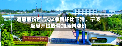 道恩股份回应Q3净利环比下滑，宁波爱思开检修叠加原料涨价-第3张图片