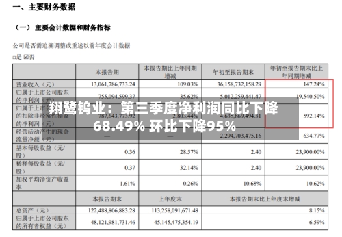 翔鹭钨业:第三季度净利润同比下降68.49% 环比下降95%-第3张图片