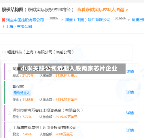 小米关联公司近期入股两家芯片企业