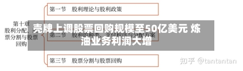 壳牌上调股票回购规模至50亿美元 炼油业务利润大增