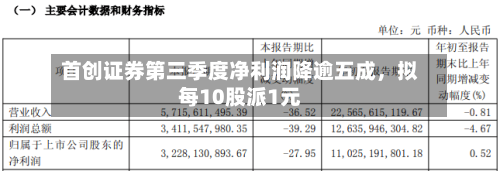 首创证券第三季度净利润降逾五成，拟每10股派1元-第2张图片