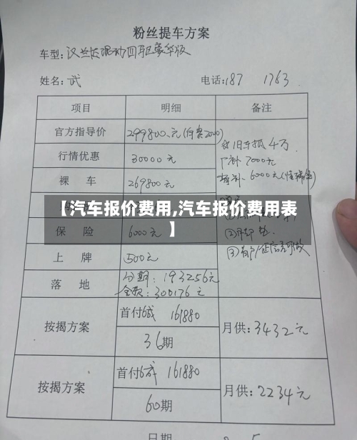 【汽车报价费用,汽车报价费用表】-第3张图片